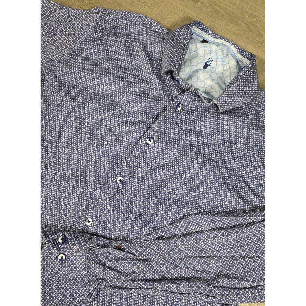Visconti Black Shirt Men Sz XL Long Sleeve Shirt Flip Cuff Purple Soft Geometric